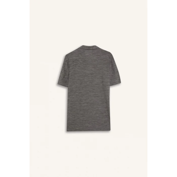 Defacto D9241 Gri DeFactoFit Esnek Kumaş Standart Fit Sporcu Kısa Kollu Polo Tişört