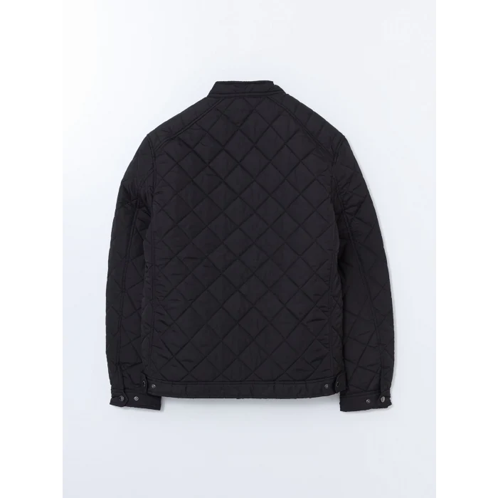 LCWAIKIKI Classic Siyah Standart Kalıp Biker Yaka Kapitoneli Erkek Mont