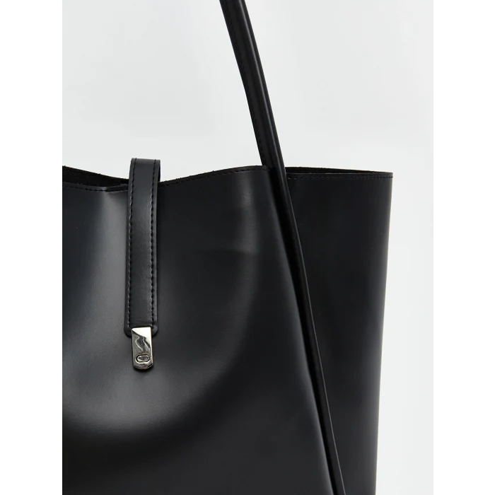 LCW ACCESSORIES Siyah Deri Görünümlü Kadın Kol Çantası