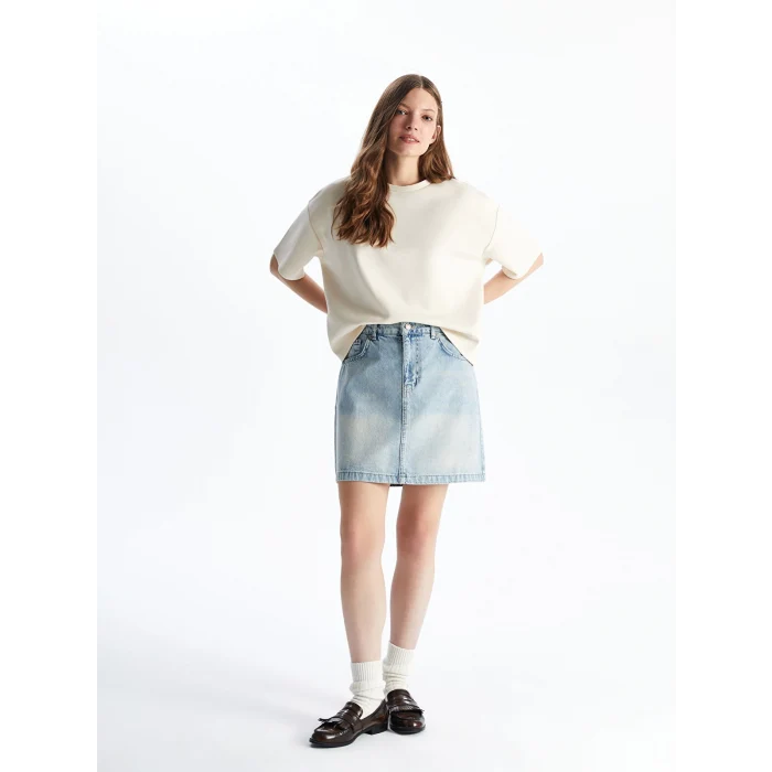 LCW Vision Indigo Standart Fit Kadın Jean Etek