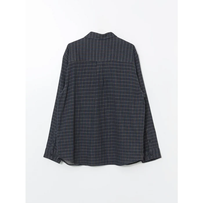 LCW Vision Lacivert Rahat Kalıp Uzun Kollu Ekose Erkek Gömlek