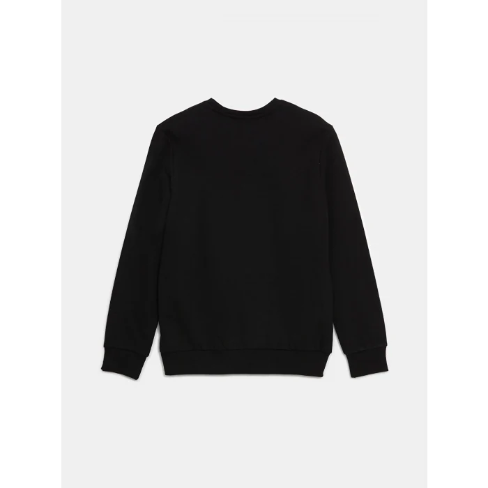 LCWAIKIKI Classic Siyah Bisiklet Yaka Uzun Kollu Baskılı Erkek Sweatshirt