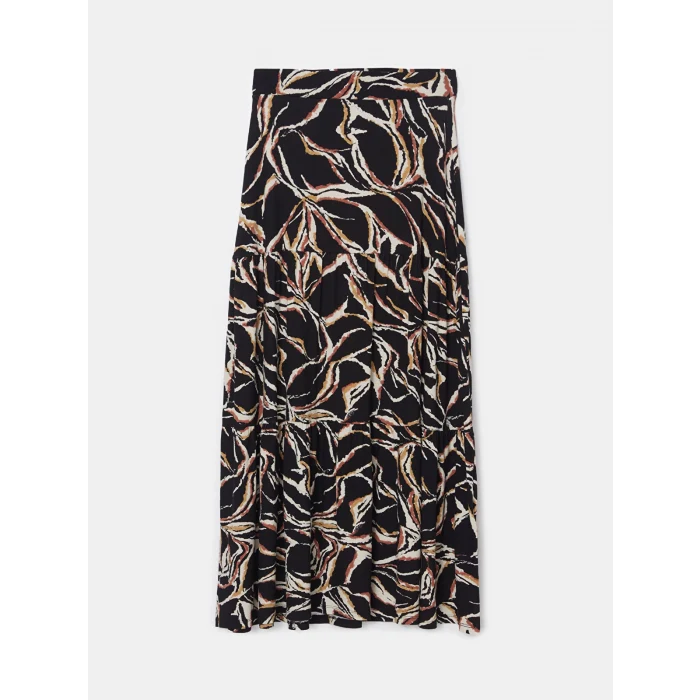 LCW Grace Siyah Beli Lastikli Desenli Kadın Etek