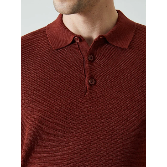 LCWAIKIKI Classic Turuncu Polo Yaka Uzun Kollu Erkek Triko Kazak