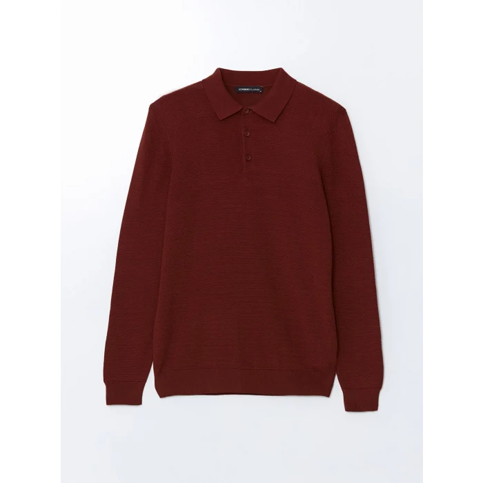 LCWAIKIKI Classic Turuncu Polo Yaka Uzun Kollu Erkek Triko Kazak