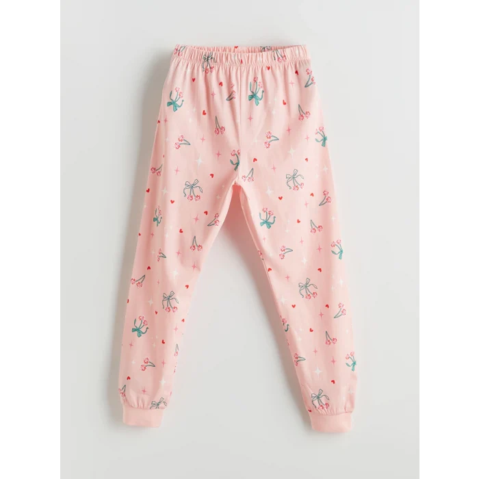 LCW Kids Ekru Bisiklet Yaka Kız Çocuk Pijama Takımı
