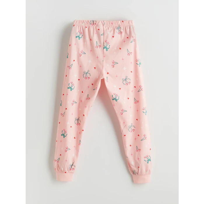 LCW Kids Ekru Bisiklet Yaka Kız Çocuk Pijama Takımı