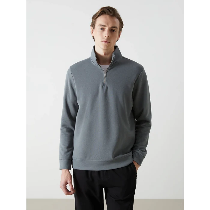 LCWAIKIKI Classic Gri Dik Yaka Erkek Sweatshirt