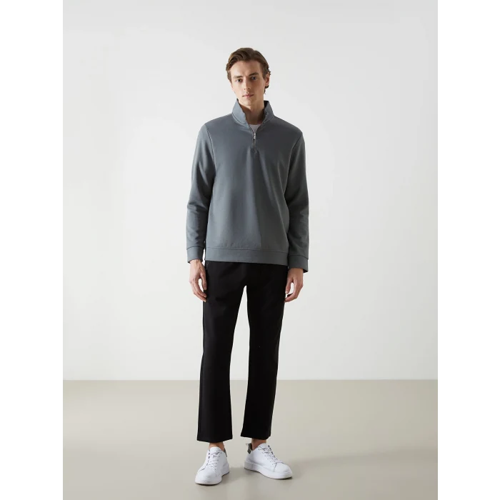 LCWAIKIKI Classic Gri Dik Yaka Erkek Sweatshirt
