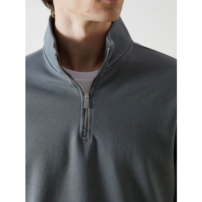 LCWAIKIKI Classic Gri Dik Yaka Erkek Sweatshirt