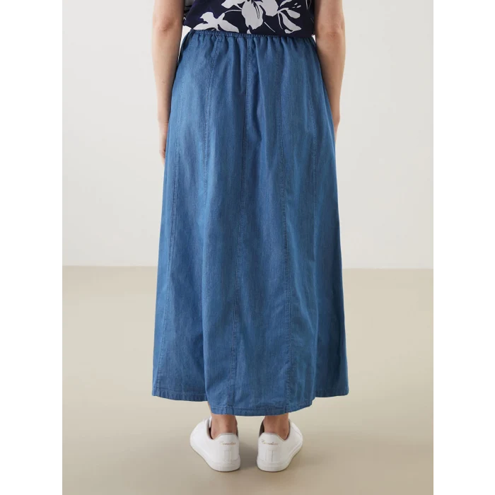 LCW Grace Mavi Beli Lastikli Kadın Jean Etek