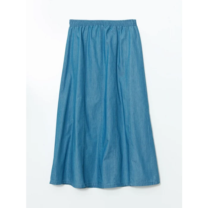 LCW Grace Mavi Beli Lastikli Kadın Jean Etek