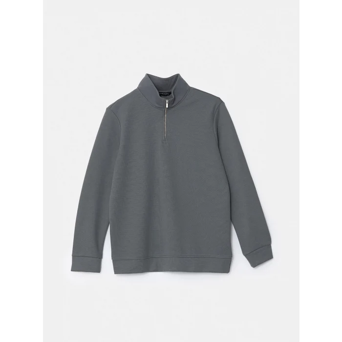 LCWAIKIKI Classic Gri Dik Yaka Erkek Sweatshirt