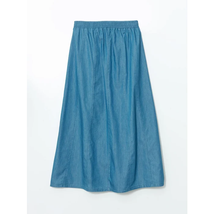 LCW Grace Mavi Beli Lastikli Kadın Jean Etek