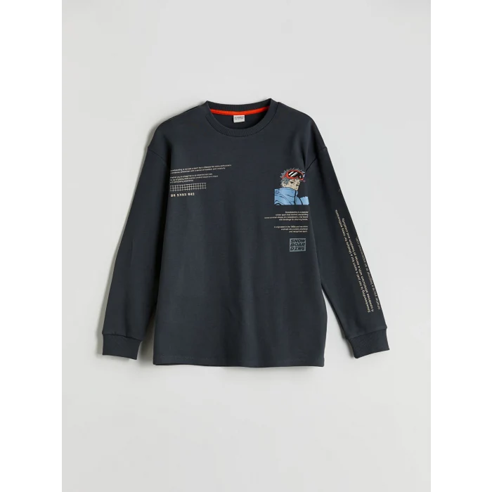 LCW Kids Antrasit Bisiklet Yaka Erkek Çocuk Tişört