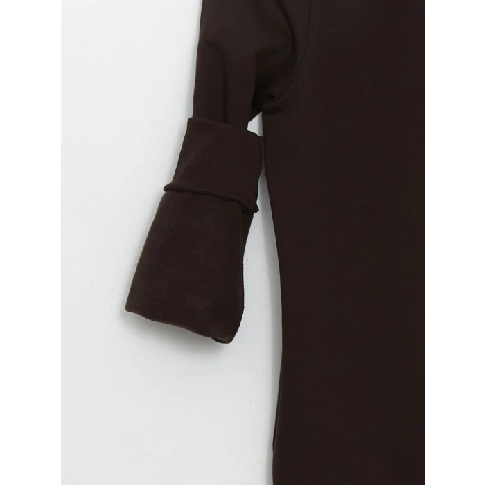 LCWAIKIKI Basic Kahverengi Bisiklet Yaka Uzun Kollu Baskılı Erkek Sweatshirt