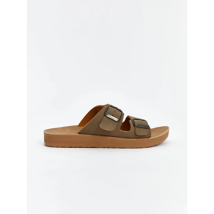 LCW STEPS Kahverengi Çift Bantlı Kadın Terlik