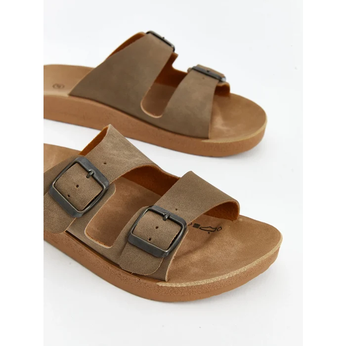 LCW STEPS Kahverengi Çift Bantlı Kadın Terlik