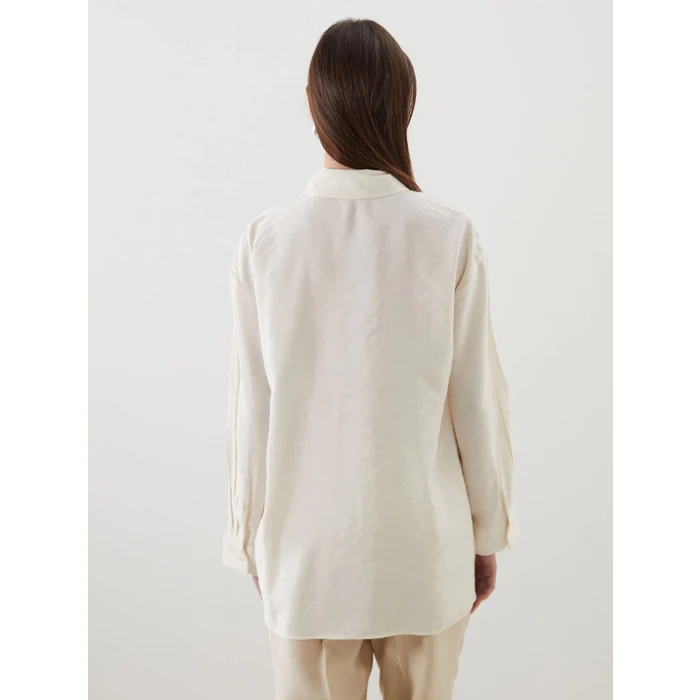 LCW Modest Ekru Taşlı Modal Karışımlı Kadın Gömlek Tunik