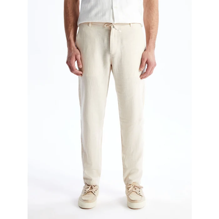LCW Vision Bej Slim Fit Keten Karışımlı Erkek Pantolon