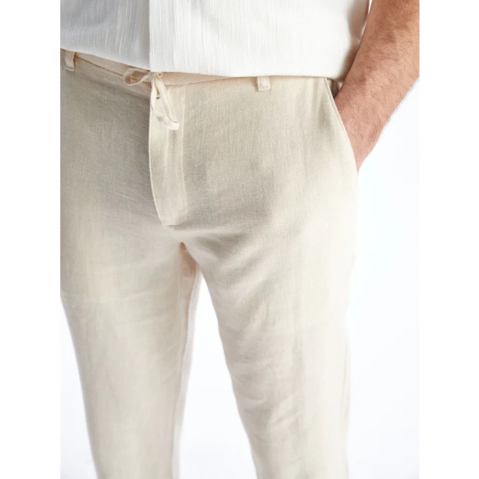 LCW Vision Bej Slim Fit Keten Karışımlı Erkek Pantolon