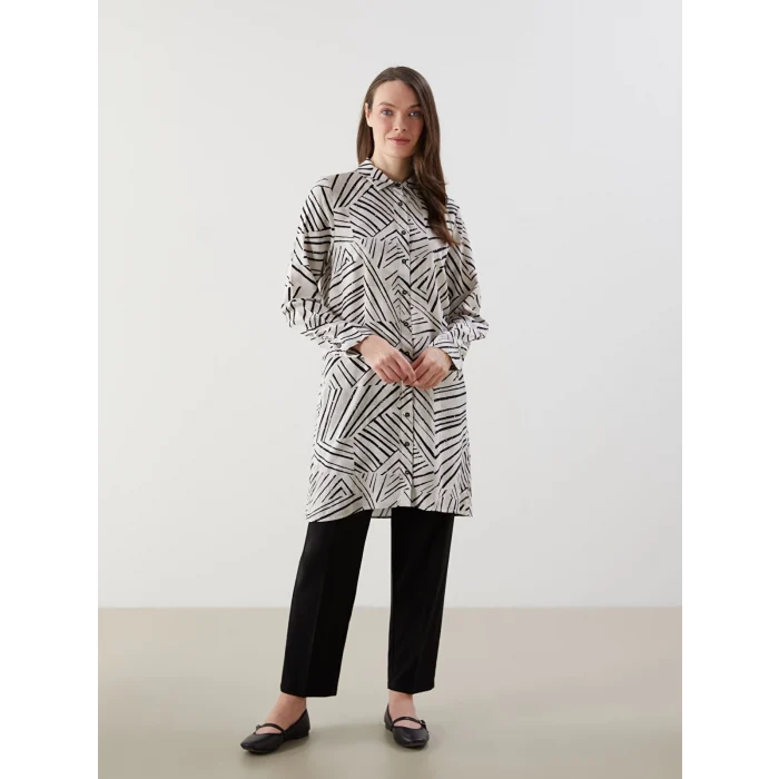 LCW Grace Bej Desenli Kadın Gömlek Tunik