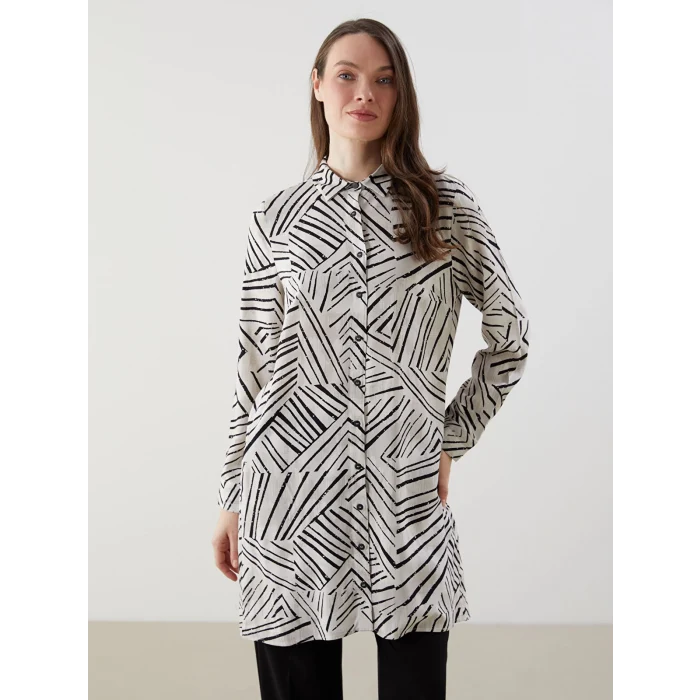 LCW Grace Bej Desenli Kadın Gömlek Tunik