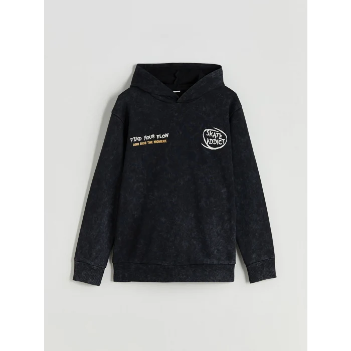 LCW Kids Siyah Kapüşonlu Erkek Çocuk Sweatshirt