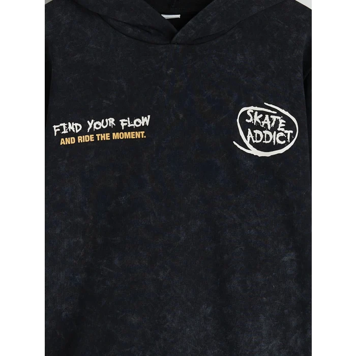 LCW Kids Siyah Kapüşonlu Erkek Çocuk Sweatshirt