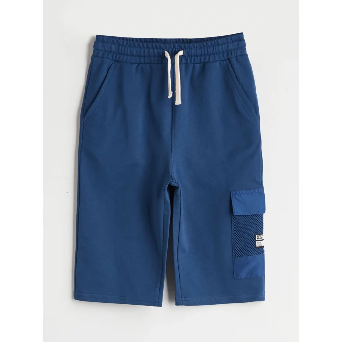 LCW Kids Indigo Beli Lastikli Erkek Çocuk Kargo Şort