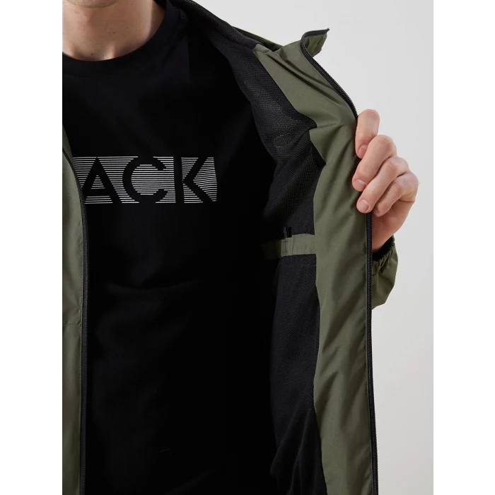 XSIDE Haki Standart Kalıp Kapüşonlu Erkek Yağmurluk