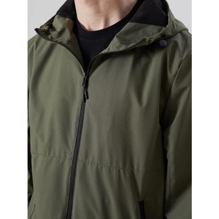 XSIDE Haki Standart Kalıp Kapüşonlu Erkek Yağmurluk