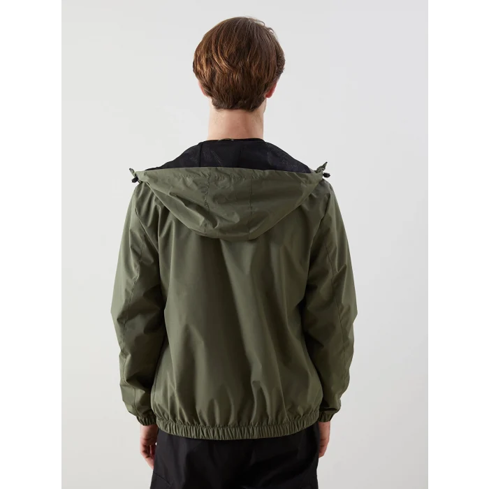 XSIDE Haki Standart Kalıp Kapüşonlu Erkek Yağmurluk