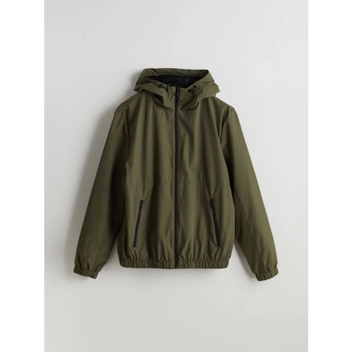 XSIDE Haki Standart Kalıp Kapüşonlu Erkek Yağmurluk