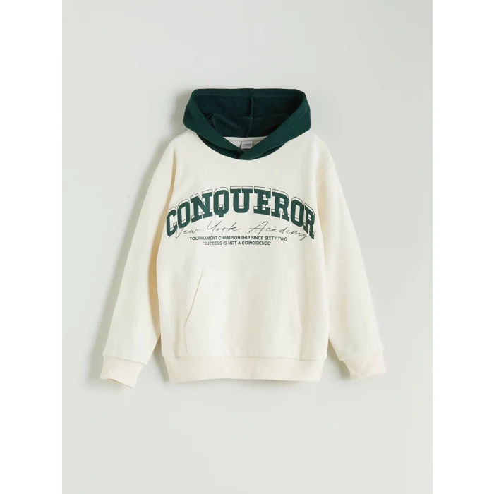 LCW Kids Ekru Kapüşonlu Erkek Çocuk Eşofman Takım