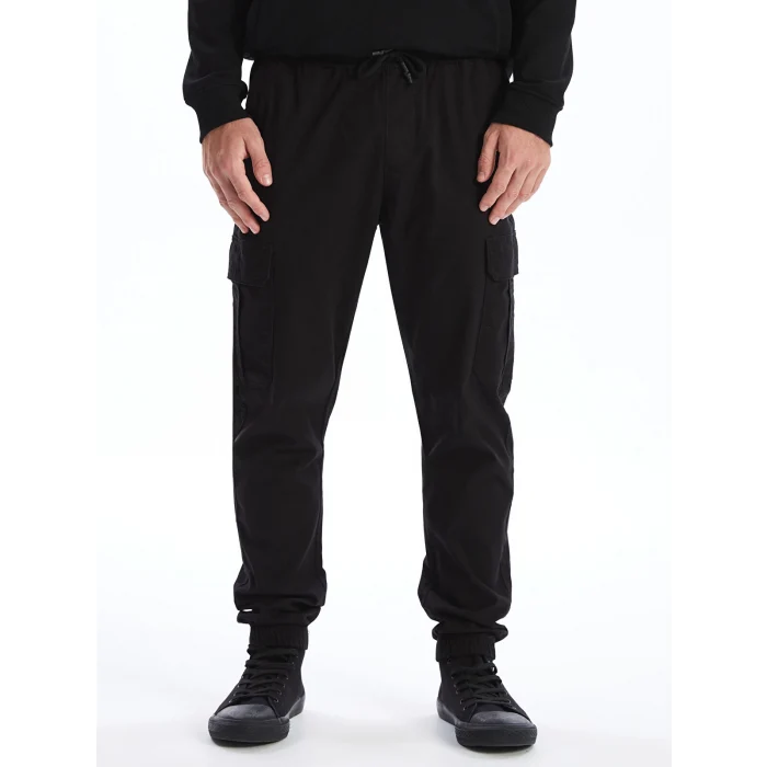 XSIDE Siyah Standart Kalıp Gabardin Erkek Jogger Pantolon