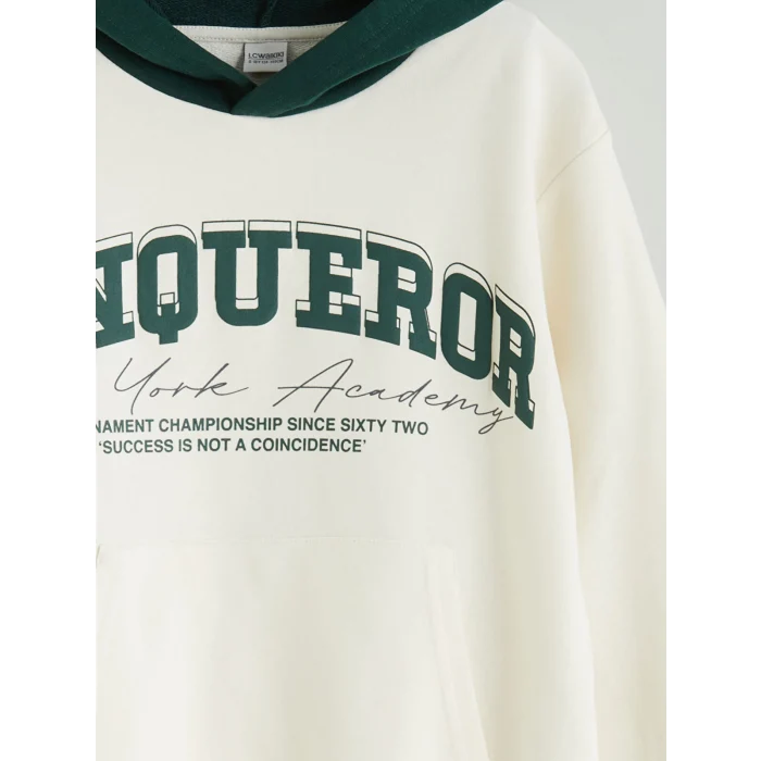 LCW Kids Ekru Kapüşonlu Erkek Çocuk Eşofman Takım