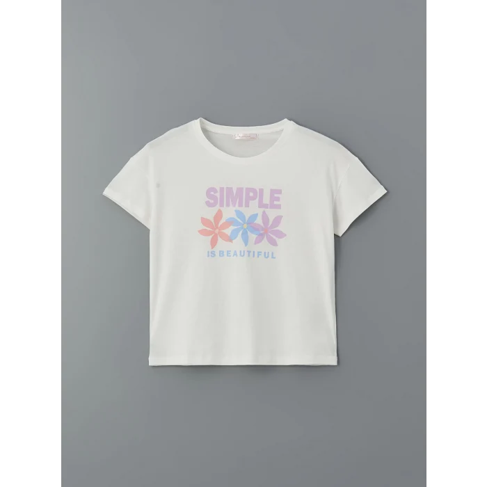 LCW DREAM Mercan Bisiklet Yaka Baskılı Kadın Pijama Takımı