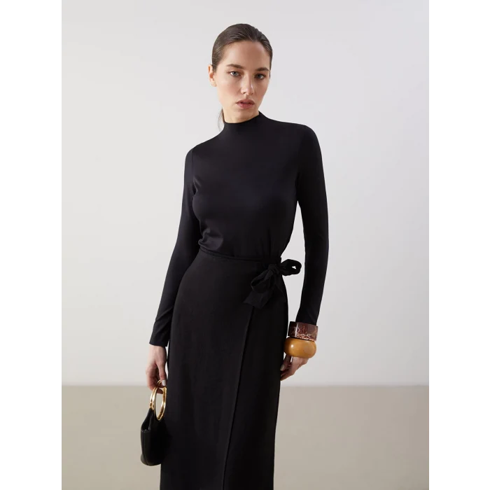 LCWAIKIKI Classic Siyah Beli Lastikli Kadın Etek