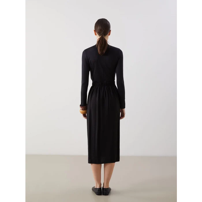 LCWAIKIKI Classic Siyah Beli Lastikli Kadın Etek