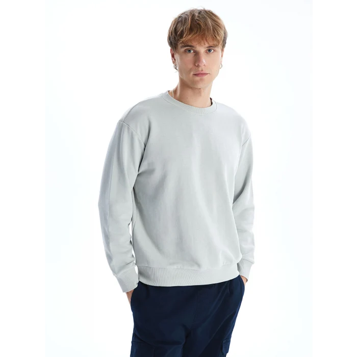 XSIDE Gri Bisiklet Yaka Uzun Kollu Erkek Sweatshirt