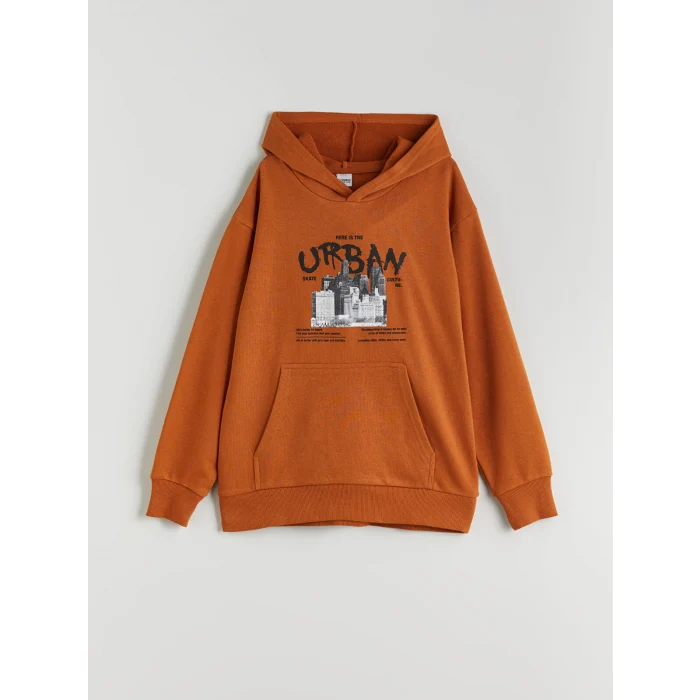 LCW Kids Kahverengi Kapüşonlu Erkek Çocuk Sweatshirt