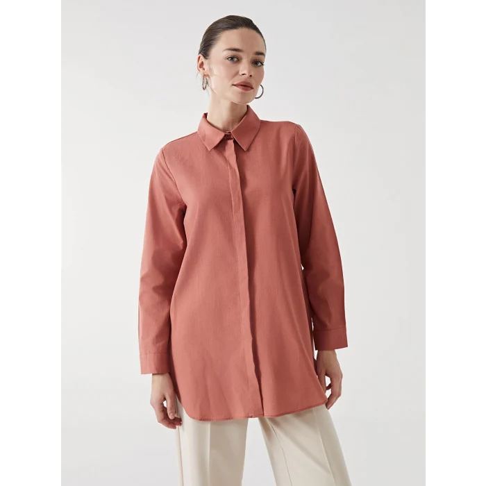 LCW Modest Kahverengi Regular Fit Kadın Gömlek Tunik