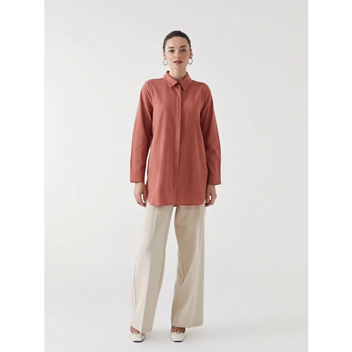 LCW Modest Kahverengi Regular Fit Kadın Gömlek Tunik