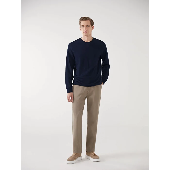 LCWAIKIKI Classic Lacivert Bisiklet Yaka Uzun Kollu Erkek Sweatshirt