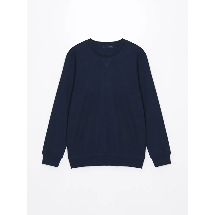 LCWAIKIKI Classic Lacivert Bisiklet Yaka Uzun Kollu Erkek Sweatshirt