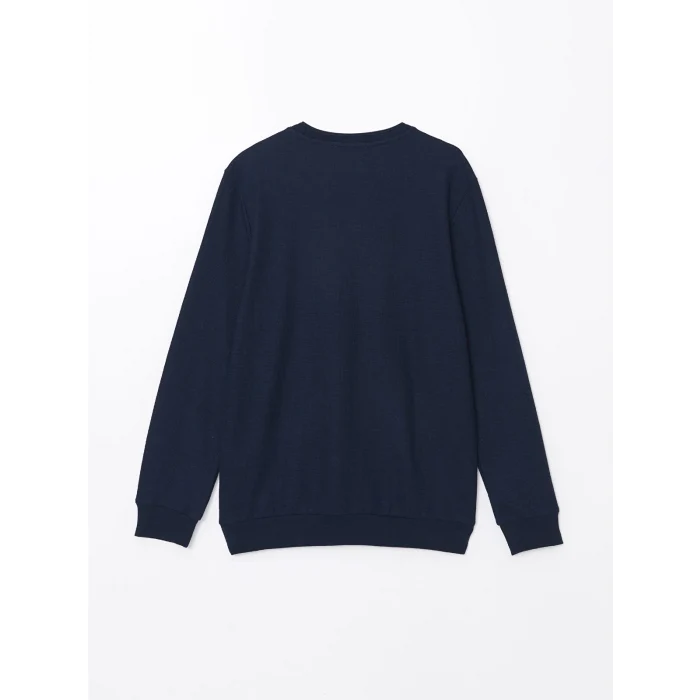 LCWAIKIKI Classic Lacivert Bisiklet Yaka Uzun Kollu Erkek Sweatshirt