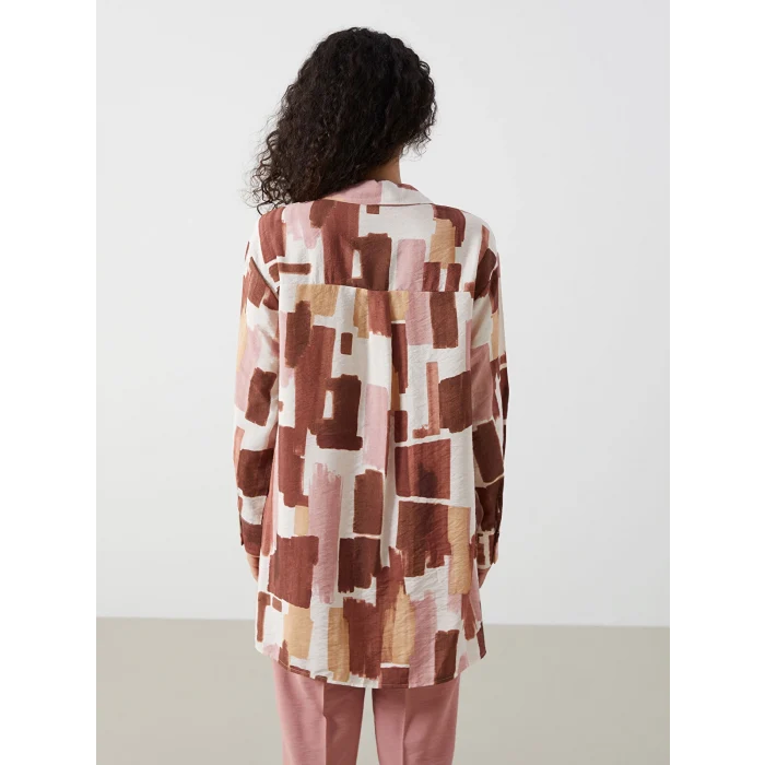 LCW Modest Kahverengi Desenli Kadın Gömlek Tunik