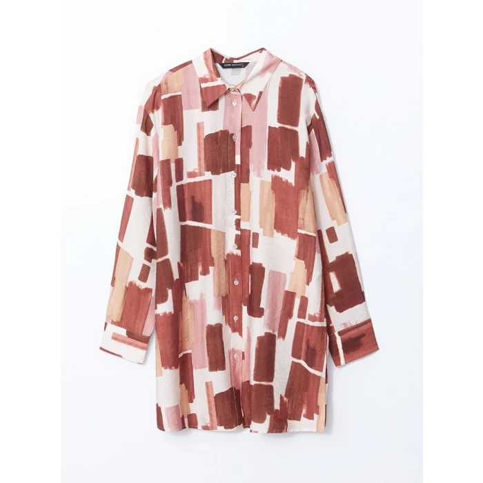 LCW Modest Kahverengi Desenli Kadın Gömlek Tunik