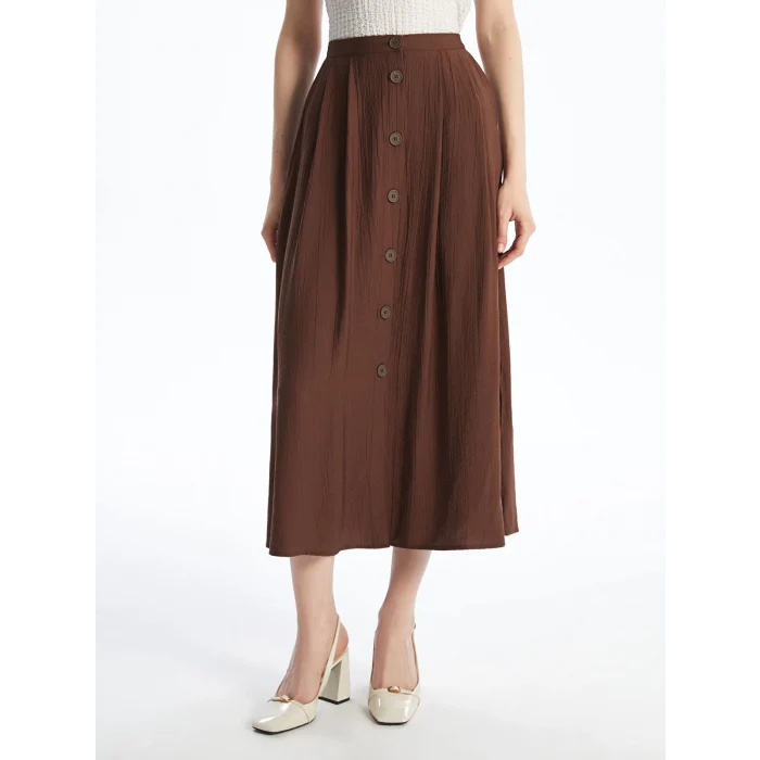 LCWAIKIKI Classic Kahverengi Beli Lastikli Dokulu Pileli Etek